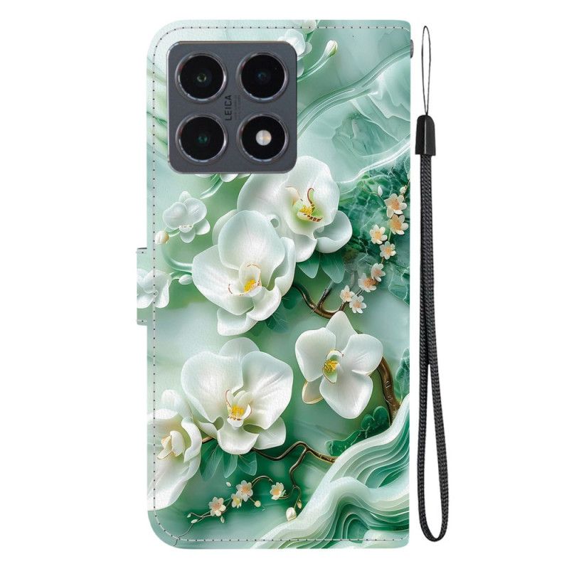 Leren Hoesje Voor Xiaomi 15t Jade Bloemen