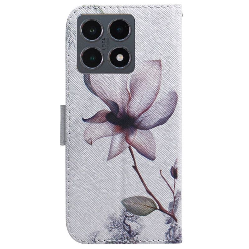 Leren Hoesje Voor Xiaomi 15t Roze Bloem