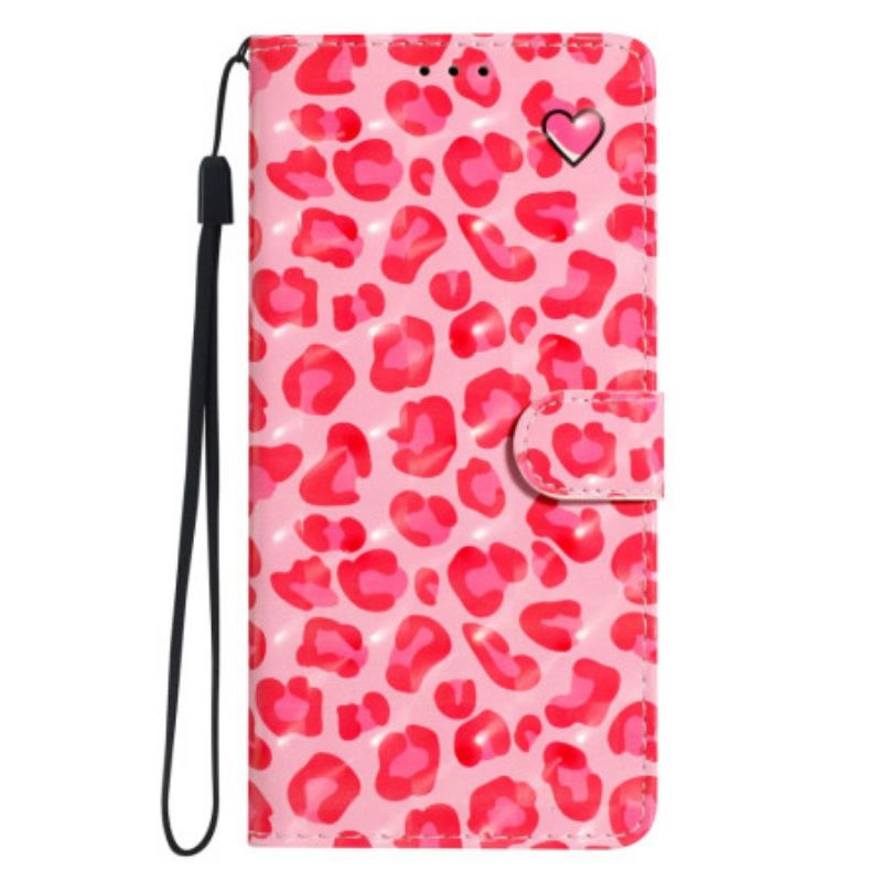 Leren Hoesje Voor Xiaomi 15t Roze Luipaardpatroon