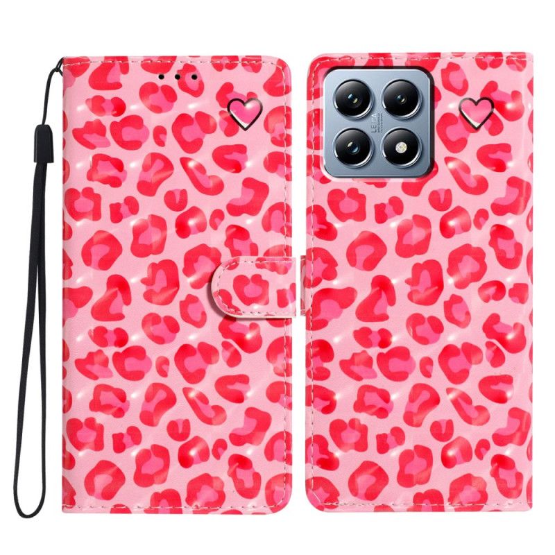 Leren Hoesje Voor Xiaomi 15t Roze Luipaardpatroon
