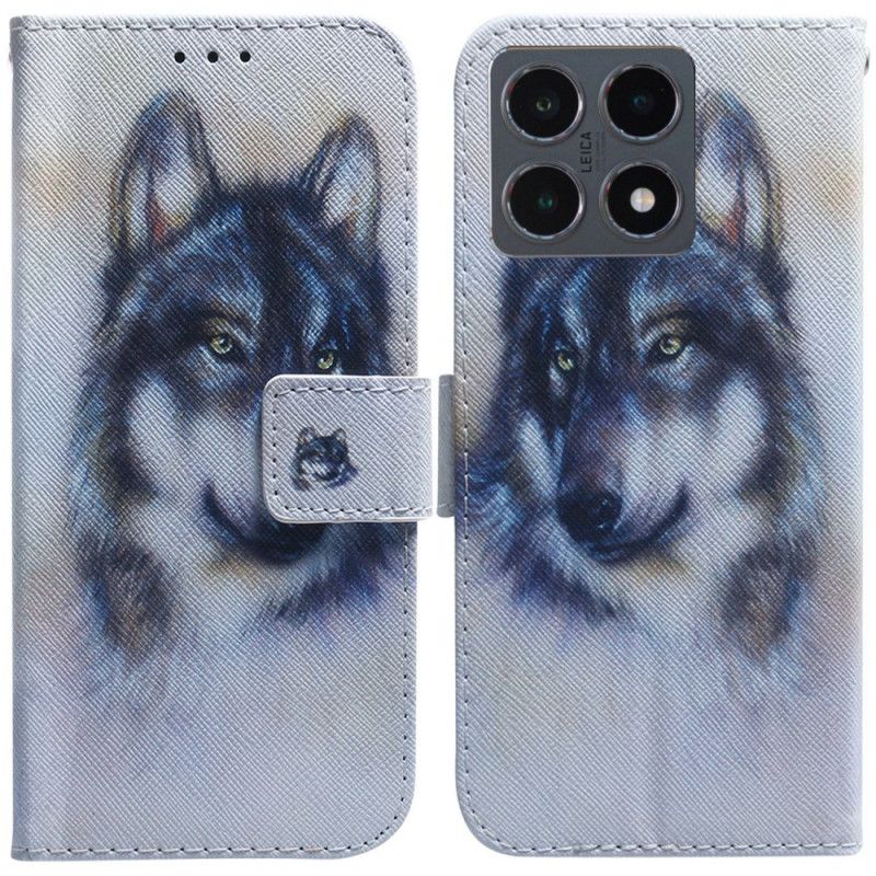 Leren Hoesje Xiaomi 15t Aquarelwolf Bescherming Hoesje