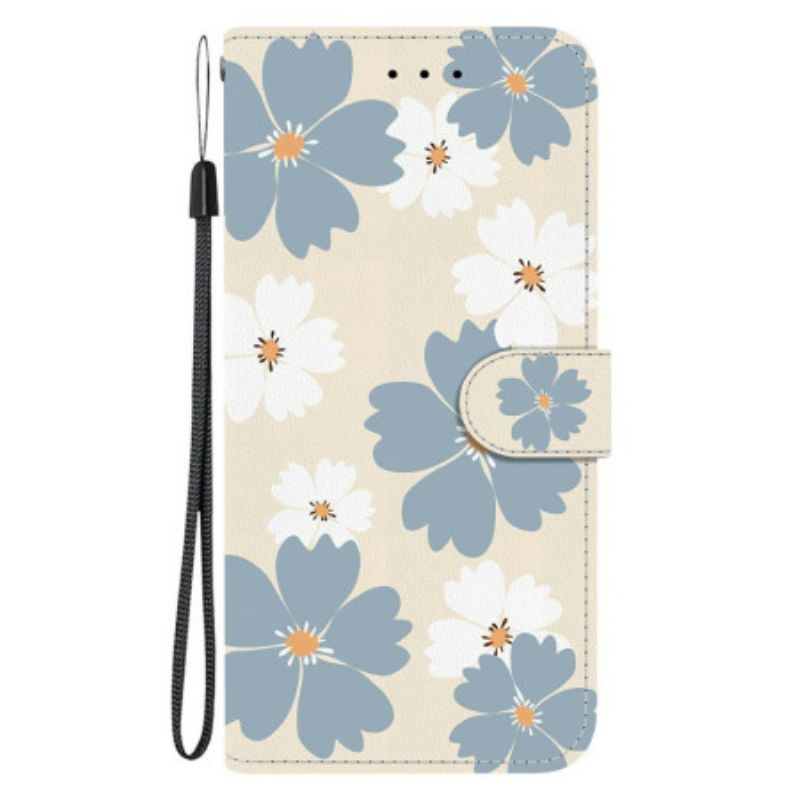 Leren Hoesje Xiaomi 15t Blauw-witte Madeliefjes Bescherming Hoesje