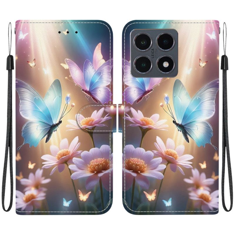 Leren Hoesje Xiaomi 15t Bloemenvlinder