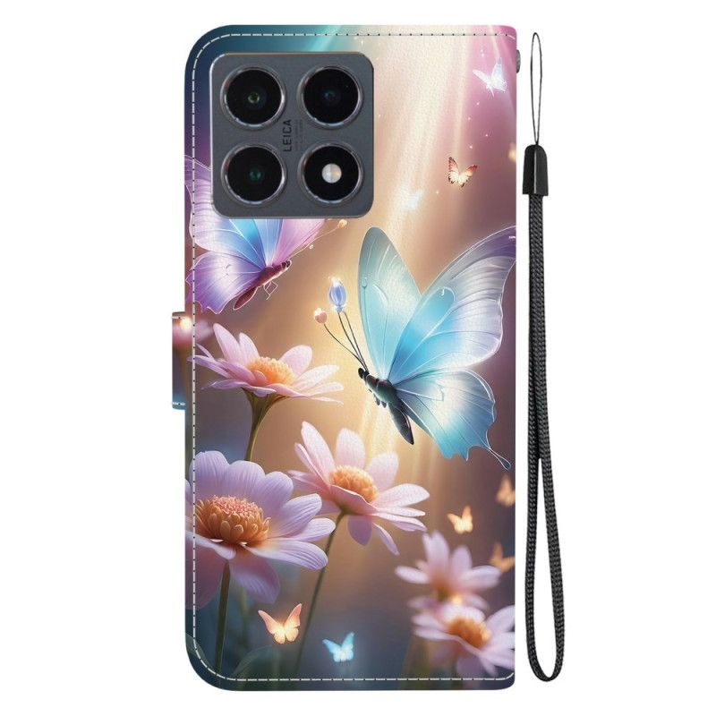 Leren Hoesje Xiaomi 15t Bloemenvlinder