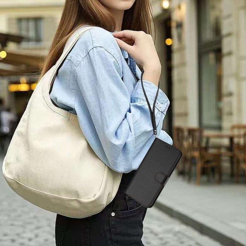 Leren Hoesje Xiaomi 15t Effen Met Bandje Bescherming Hoesje