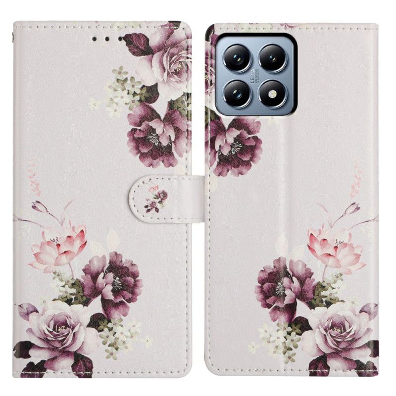 Leren Hoesje Xiaomi 15t Paarse Rozen