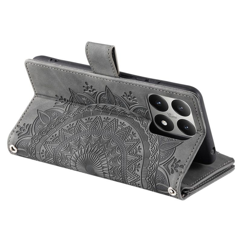 Leren Hoesje Xiaomi 15t Portemonnee Met Mandala-suède-effect Bescherming Hoesje