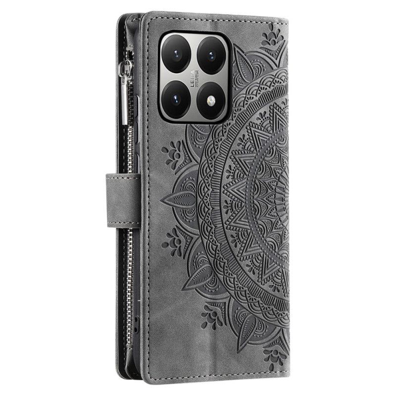 Leren Hoesje Xiaomi 15t Portemonnee Met Mandala-suède-effect Bescherming Hoesje