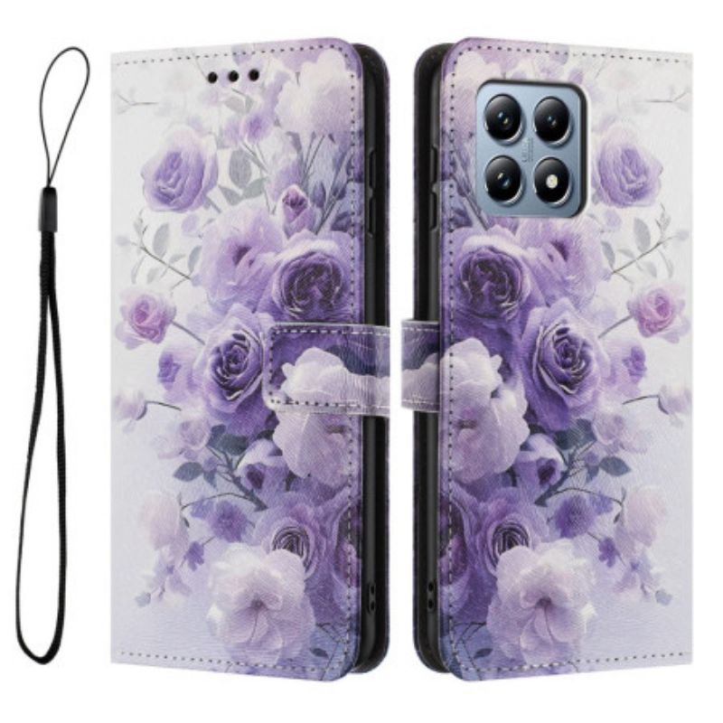 Leren Hoesje Xiaomi 15t Rozen En Viooltjes