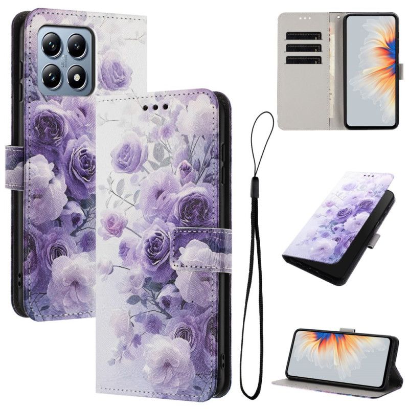 Leren Hoesje Xiaomi 15t Rozen En Viooltjes