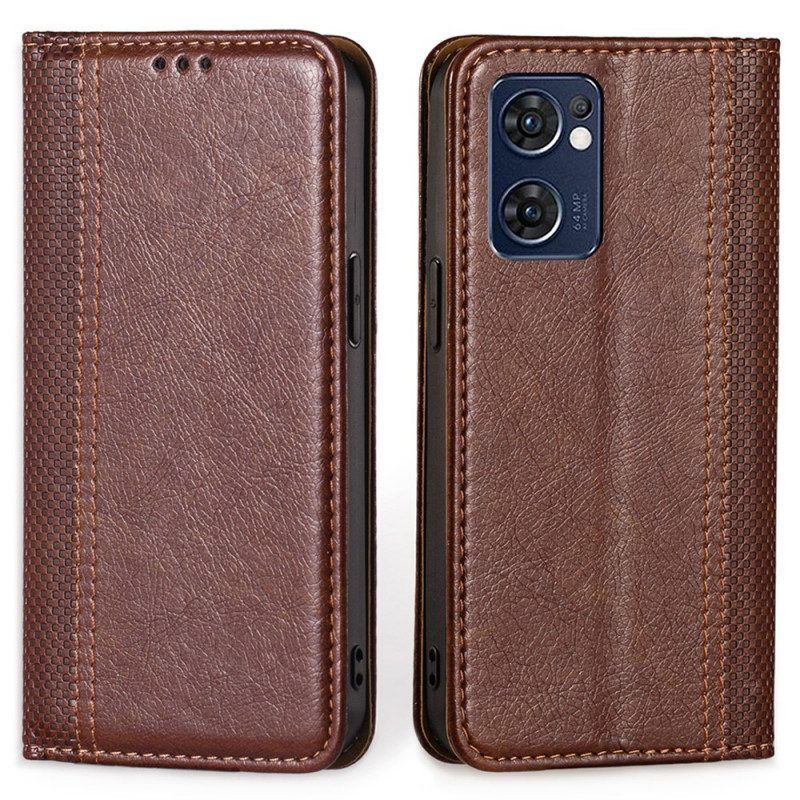 Bescherming Hoesje voor Oppo Find X5 Lite Folio-hoesje Litchi Split Lederen Stiksels