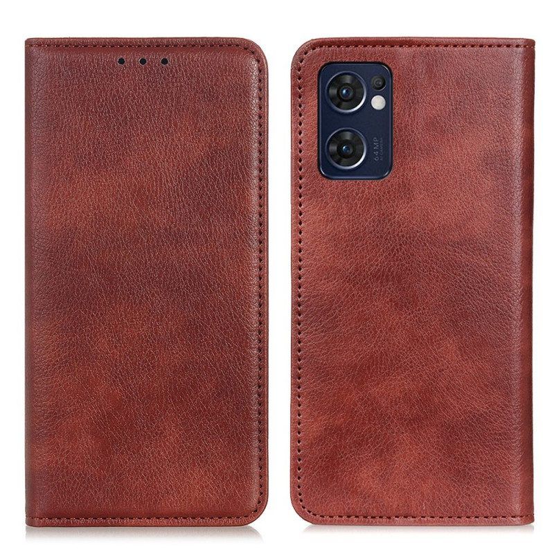 Bescherming Hoesje voor Oppo Find X5 Lite Folio-hoesje Lychee Splitleer