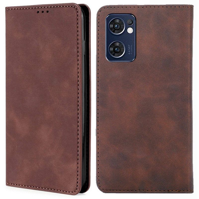 Bescherming Hoesje voor Oppo Find X5 Lite Folio-hoesje Skin-touch Leereffect