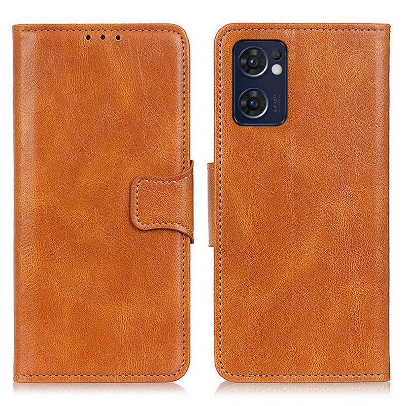 Folio-hoesje voor Oppo Find X5 Lite Omkeerbare Sluiting Met Leereffect