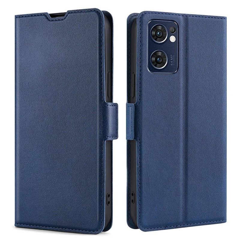 Leren Hoesje voor Oppo Find X5 Lite Folio-hoesje Flap Dubbel Ontwerp