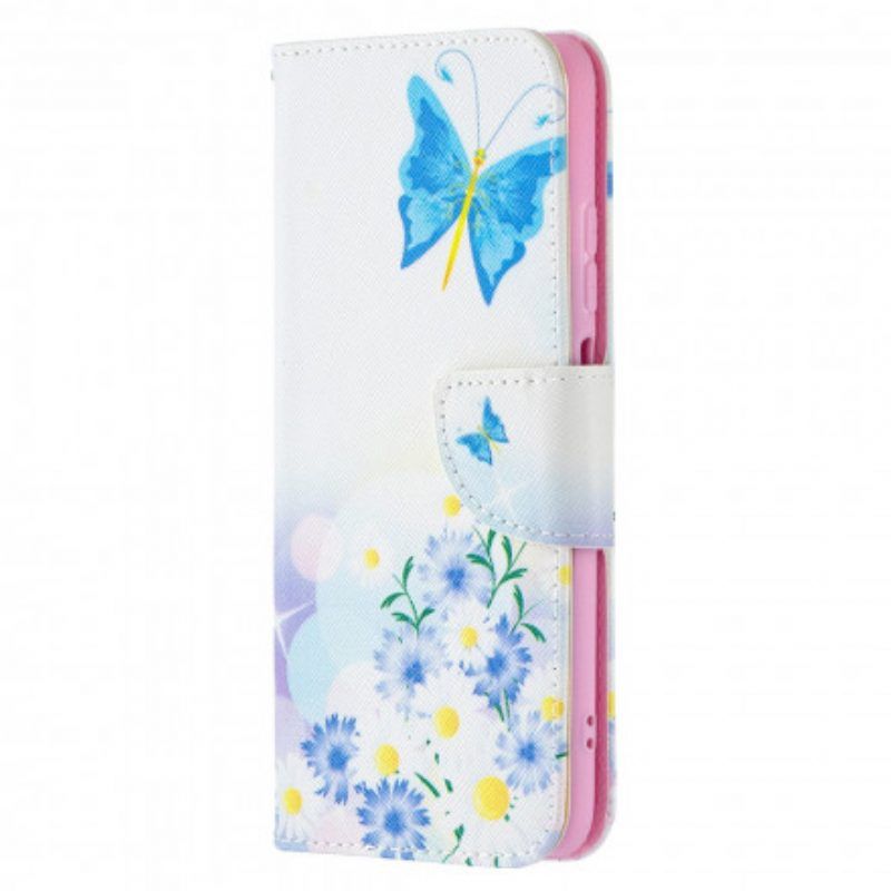 Folio-hoesje voor Xiaomi Redmi Note 10 / 10S Geschilderde Vlinders En Bloemen