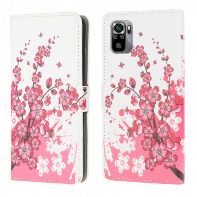 Folio-hoesje voor Xiaomi Redmi Note 10 / 10S Tropische Bloemen