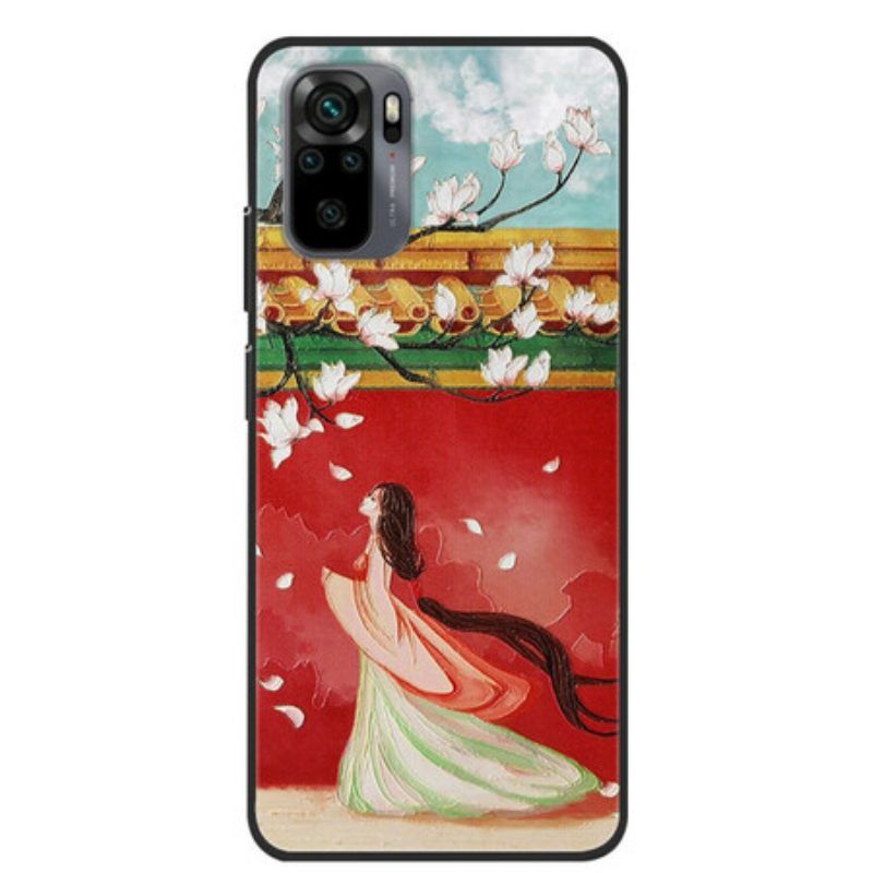Hoesje voor Xiaomi Redmi Note 10 / 10S Aziatische Bloemenvrouw