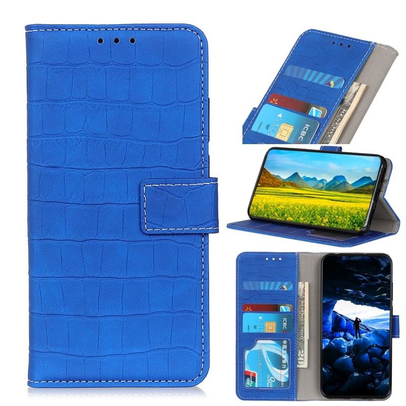 Bescherming Hoesje Huawei Nova 5T Lichtblauw Zwart Krokodil Ik Hou Van Je
