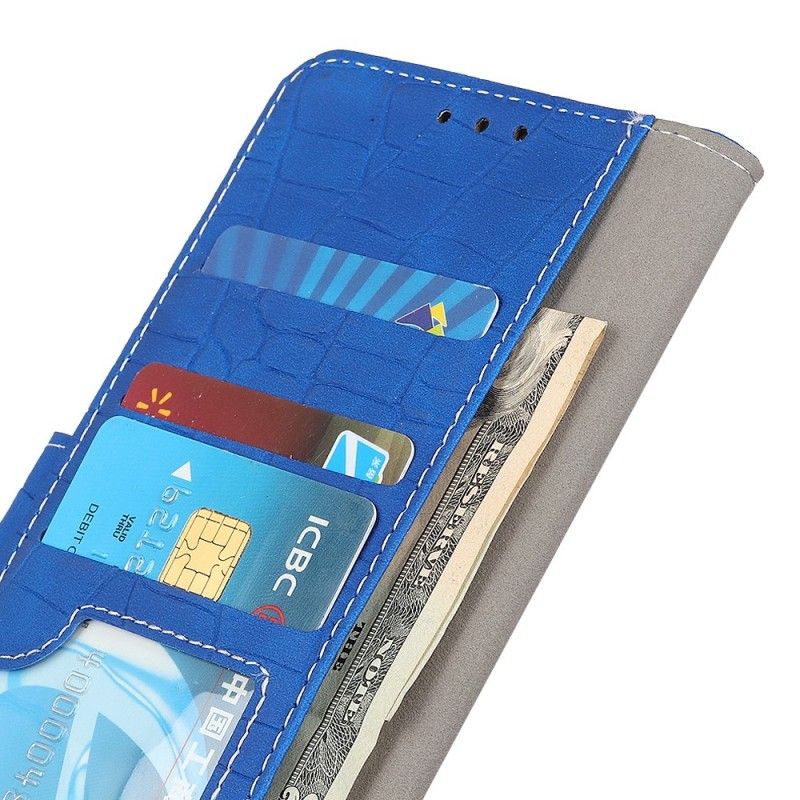 Bescherming Hoesje Huawei Nova 5T Lichtblauw Zwart Krokodil Ik Hou Van Je