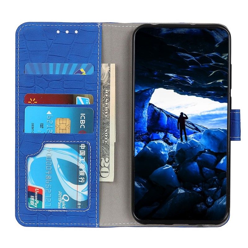 Bescherming Hoesje Huawei Nova 5T Lichtblauw Zwart Krokodil Ik Hou Van Je