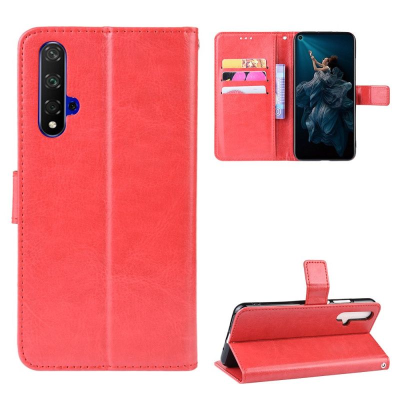 Bescherming Hoesje Huawei Nova 5T Rood Zwart Flitsend Kunstleer