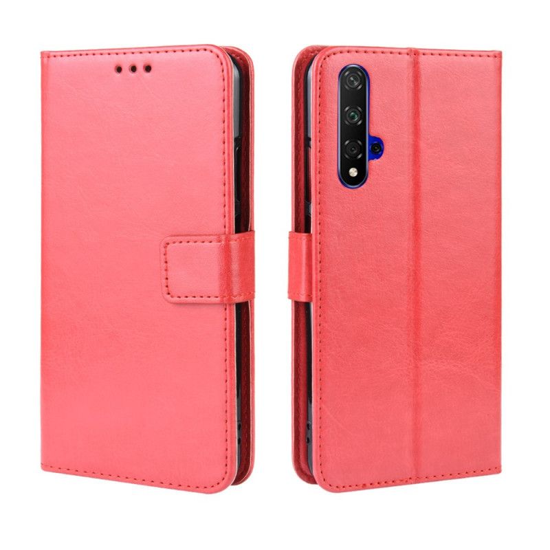 Bescherming Hoesje Huawei Nova 5T Rood Zwart Flitsend Kunstleer
