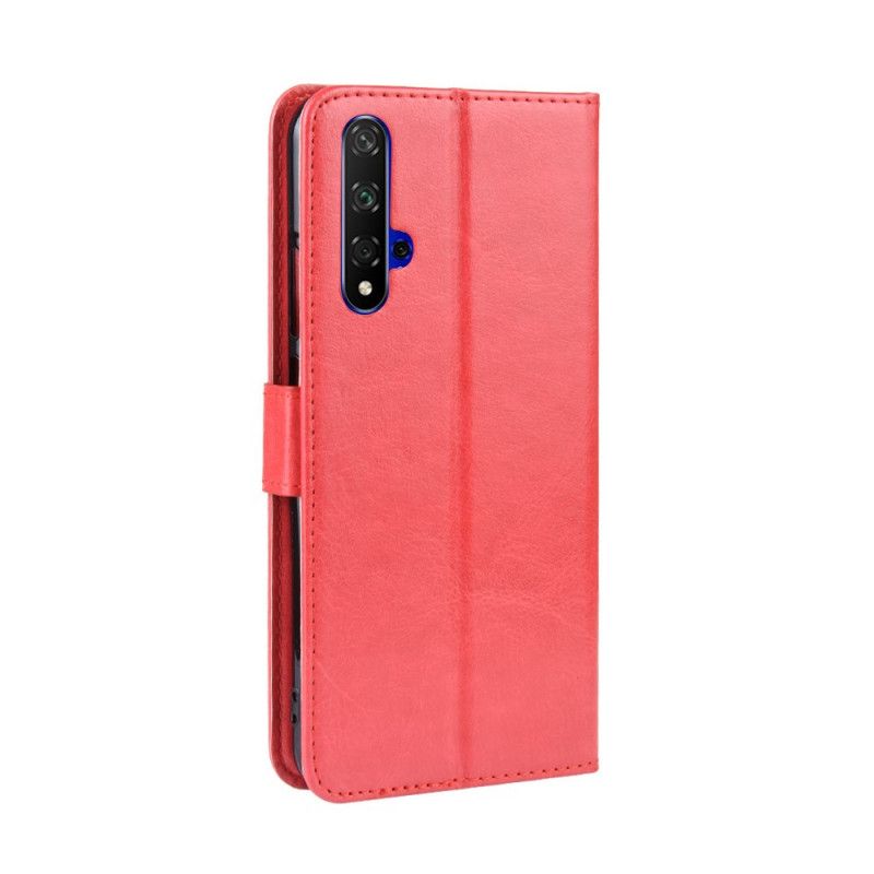 Bescherming Hoesje Huawei Nova 5T Rood Zwart Flitsend Kunstleer