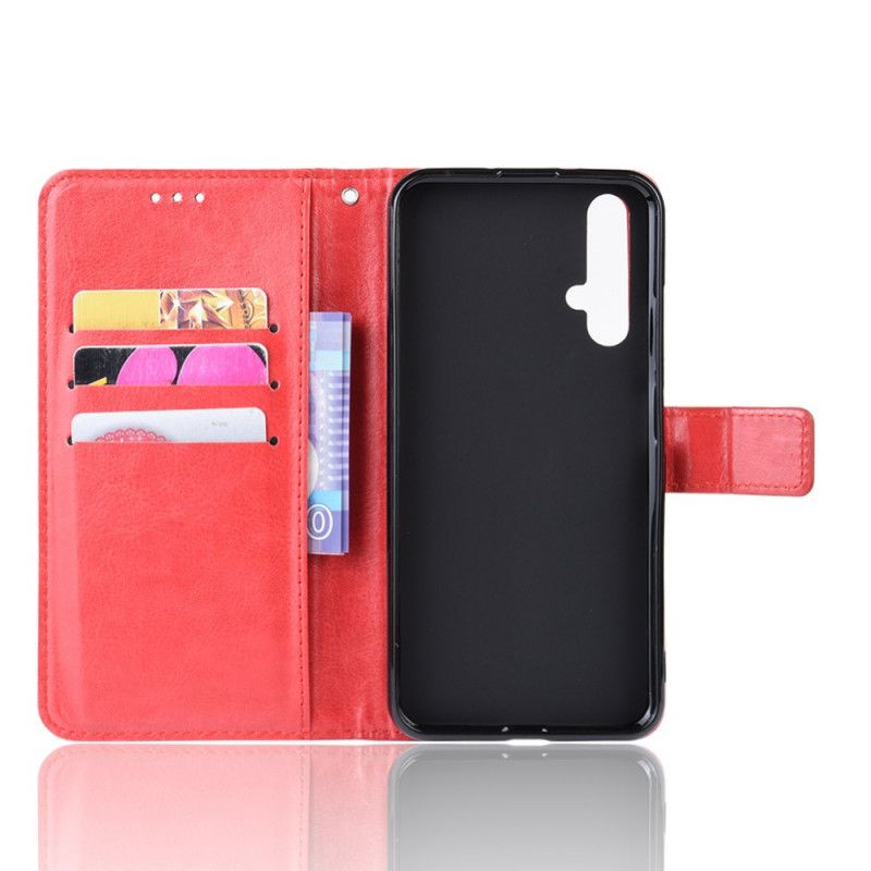 Bescherming Hoesje Huawei Nova 5T Rood Zwart Flitsend Kunstleer
