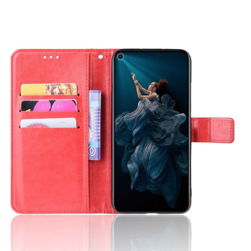 Bescherming Hoesje Huawei Nova 5T Rood Zwart Flitsend Kunstleer