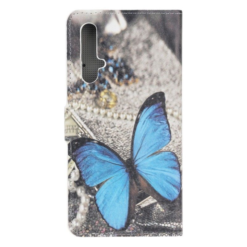 Bescherming Hoesje Huawei Nova 5T Telefoonhoesje Blauwe Vlinder