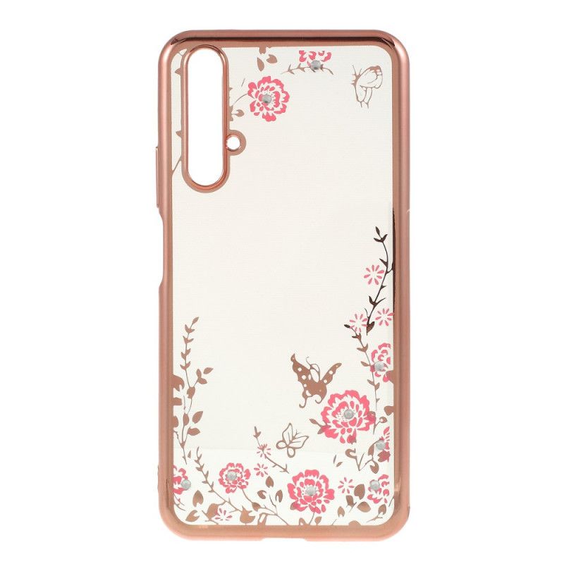 Case Huawei Nova Rose Goud Goud Telefoonhoesje Metalen Effectrand Met Vlinders - accessoiresgoedkoop.com