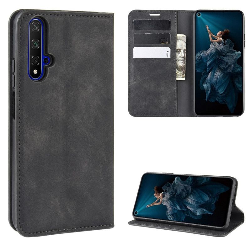 Folio-hoesje Huawei Nova 5T Zwart Chic Leereffect