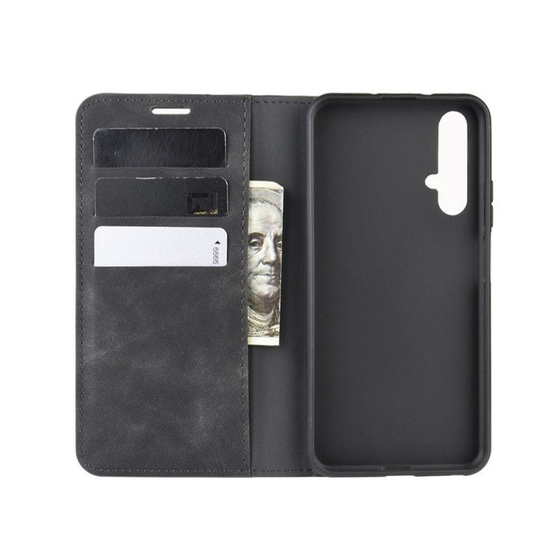 Folio-hoesje Huawei Nova 5T Zwart Chic Leereffect