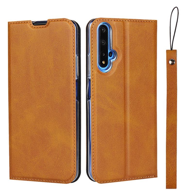 Folio-hoesje voor Huawei Nova 5T Rood Zwart Kunstleer Met Riem