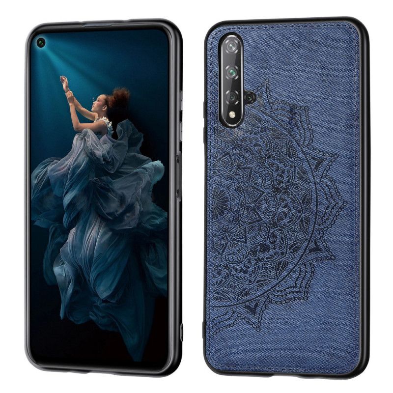 Hoesje Huawei Nova 5T Grijs Zwart Stof En Mandala-Structuur