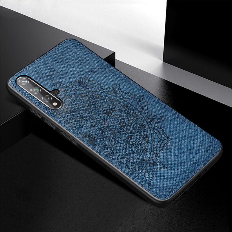 Hoesje Huawei Nova 5T Grijs Zwart Stof En Mandala-Structuur