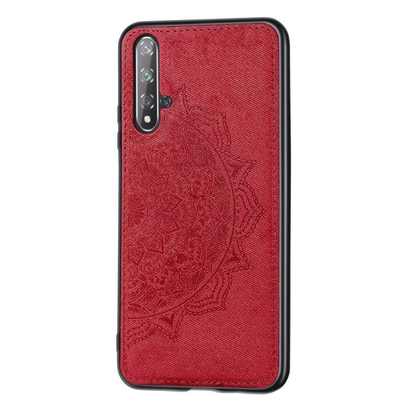 Hoesje Huawei Nova 5T Grijs Zwart Stof En Mandala-Structuur
