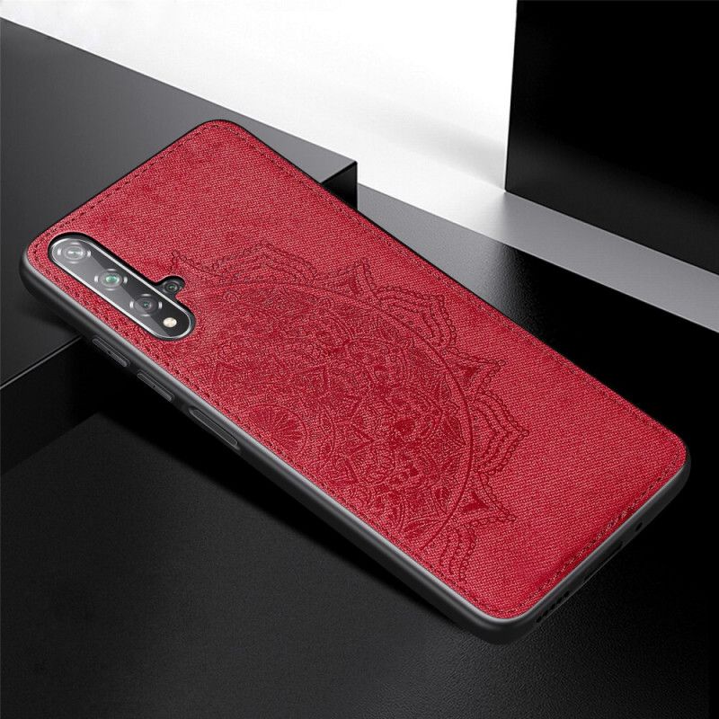 Hoesje Huawei Nova 5T Grijs Zwart Stof En Mandala-Structuur