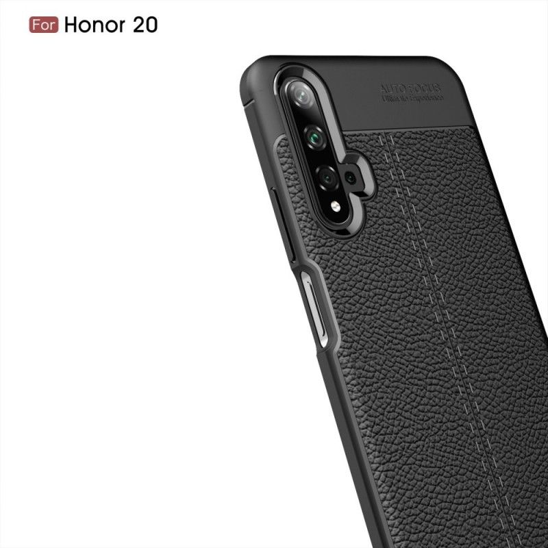 Hoesje Huawei Nova 5T Rood Zwart Dubbellijns Lychee Leereffect