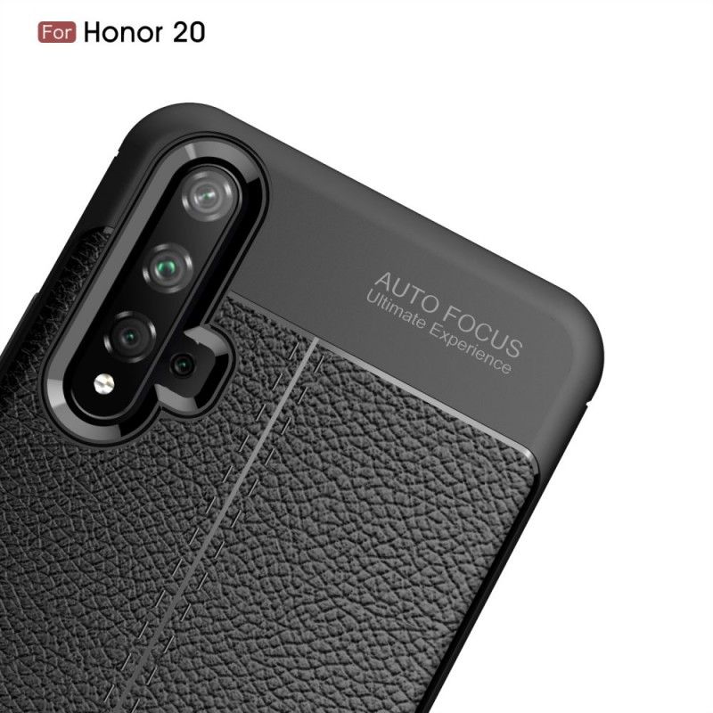 Hoesje Huawei Nova 5T Rood Zwart Dubbellijns Lychee Leereffect