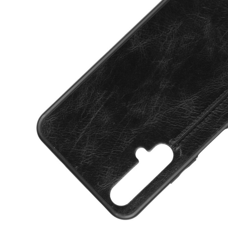 Hoesje Huawei Nova 5T Rood Zwart Stiksels In Leerstijl