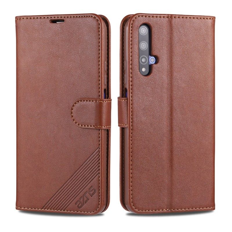 Leren Hoesje Huawei Nova 5T Rood Zwart Azns Kunstleer