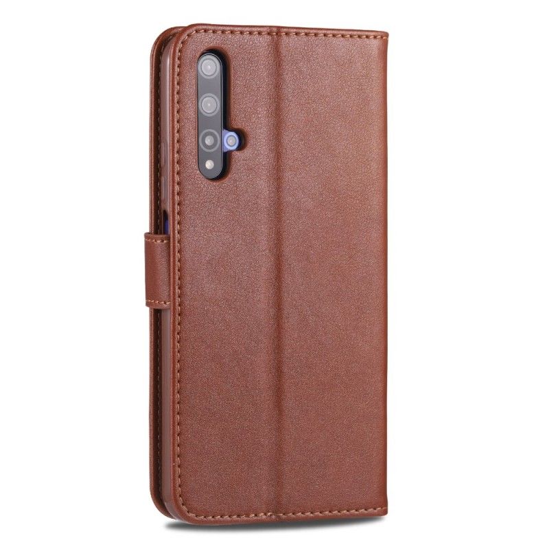 Leren Hoesje Huawei Nova 5T Rood Zwart Azns Kunstleer