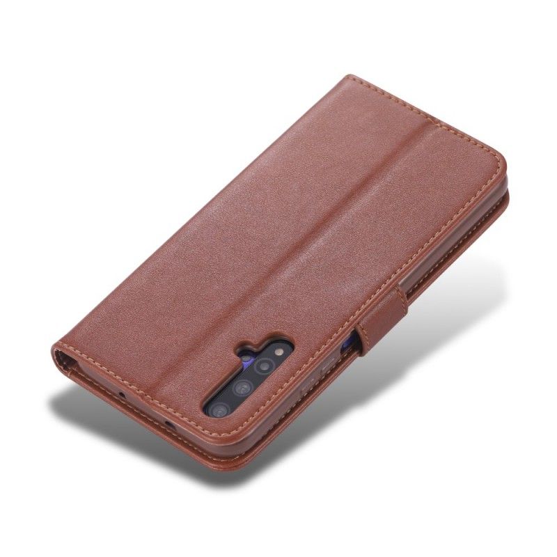 Leren Hoesje Huawei Nova 5T Rood Zwart Azns Kunstleer