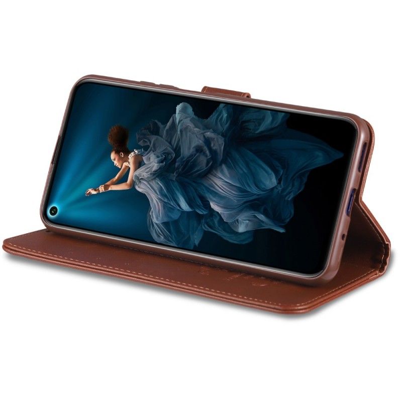 Leren Hoesje Huawei Nova 5T Rood Zwart Azns Kunstleer