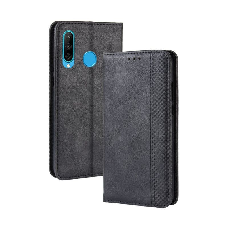 Folio-hoesje voor Honor 20e / 20 Lite Rood Zwart Gestileerd Vintage Leereffect