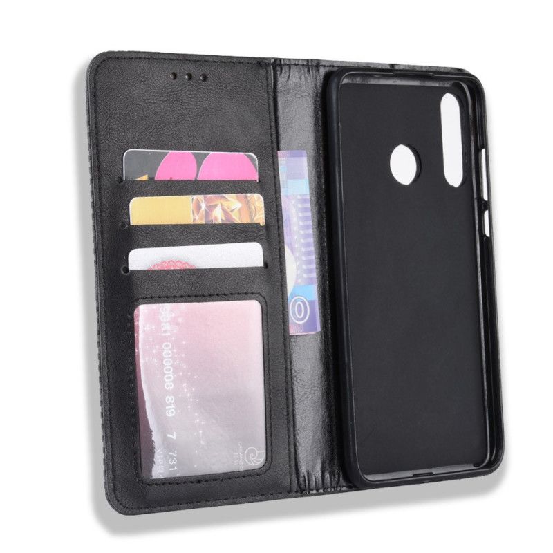 Folio-hoesje voor Honor 20e / 20 Lite Rood Zwart Gestileerd Vintage Leereffect