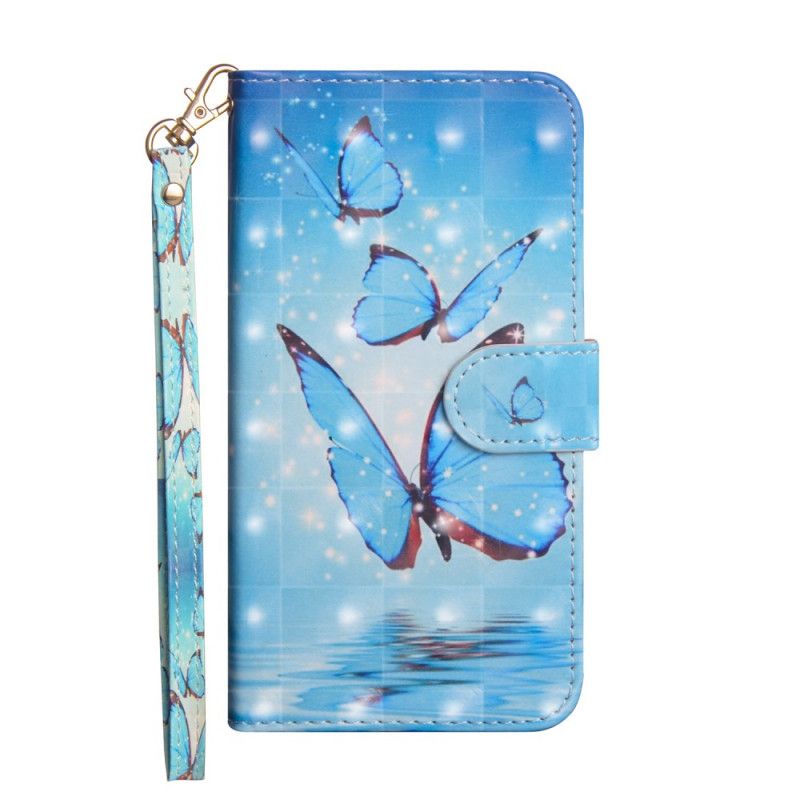 Leren Hoesje Honor 20e / 20 Lite Vliegende Blauwe Vlinders