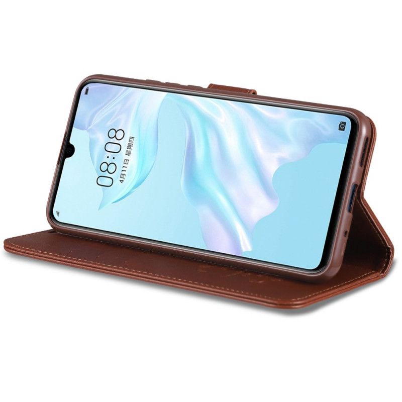 Leren Hoesje voor Honor 20e / 20 Lite Rood Zwart Azns Kunstleer